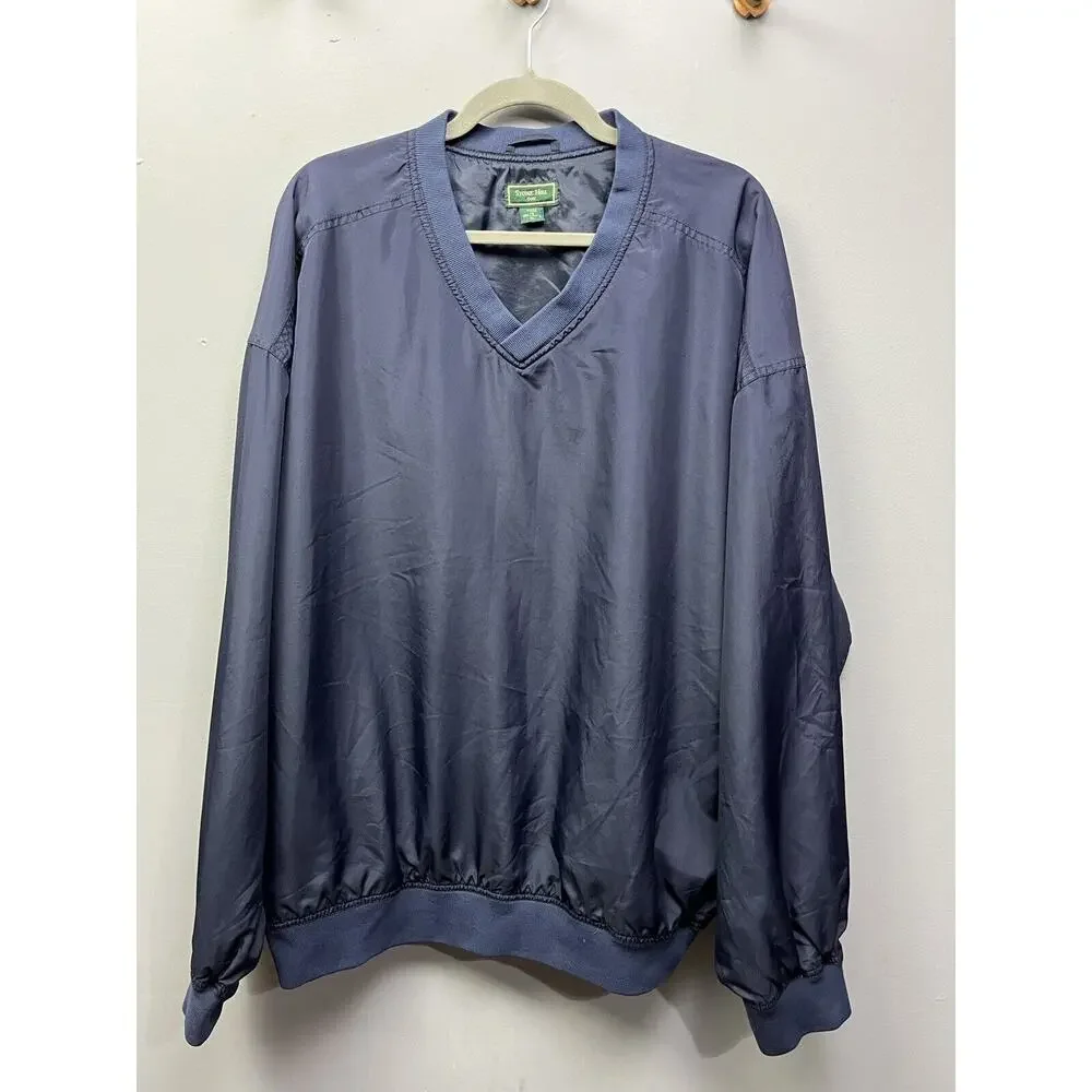 Stone Hill Golf Jacket‎ Men's XL Pullover Windbreaker V-Neck Navy Blue Solid